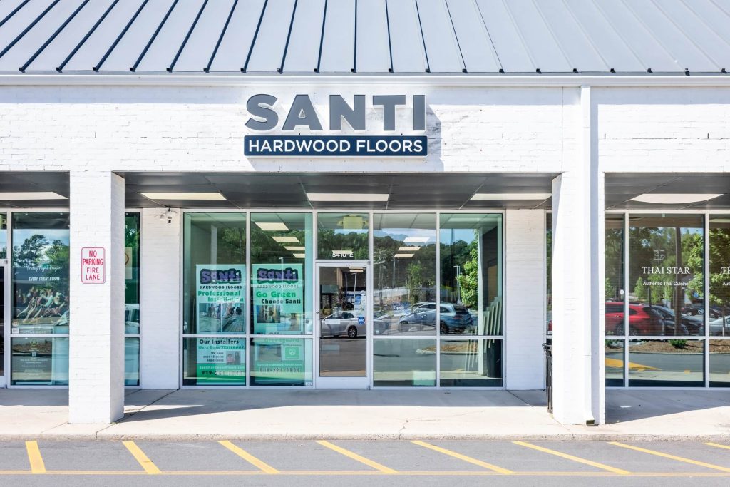 Santi Hardwood Floors showroom storefront in Durham, NC